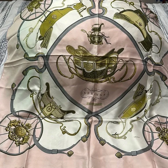 {EUC} Hermès Springs Silk Scarf